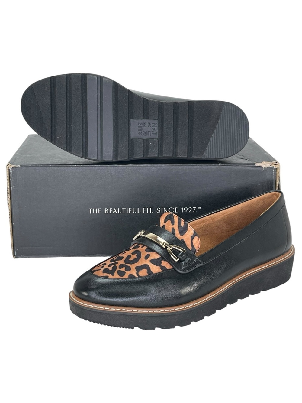 Naturalizer Elin Black Leopard Faux Leather Womens Penny Loafers Size 7M - Picture 10 of 11
